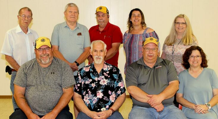 The 2022-23 Potosi Lions Club Officers include seated, from left, Past President Bill Glore, President Paul Villmer, 1st Vice President Jeff Higginbotham and 2nd Vice President Heidi Young; standing are Treasurer John Higginbotham, Secretary Julian Bub, Tail Twister Randy Fryman, 2 Year Director Carrie Richards and 1 Year Director Paula Glore.