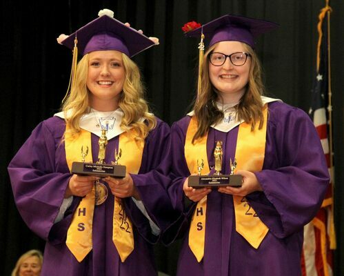 Ms. Carley Hampton, left, and Ms. Lexi Wilson were presented as Co-Salutatorians for the 2022 Senior Class